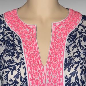 Lilly Pulitzer Women's Small Ocean Cove Tunic in Oyster Bay Blue Krillin It